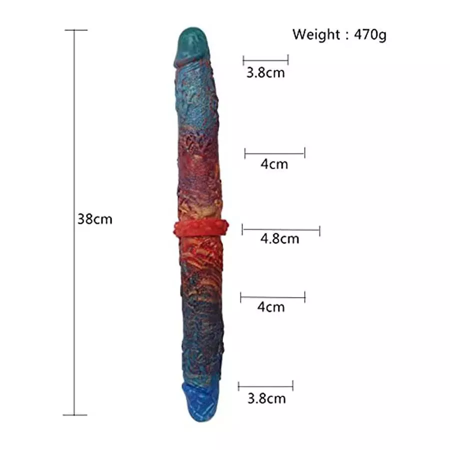 15 inches Long Double End Devil Dildo, Manual-Mixed Red Silicone Double Headed Anal Plug for Lesbian and Men and Couples