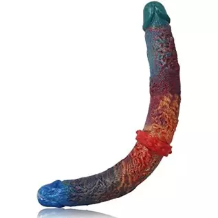 15 inches Long Double End Devil Dildo, Manual-Mixed Red Silicone Double Headed Anal Plug for Lesbian and Men and Couples