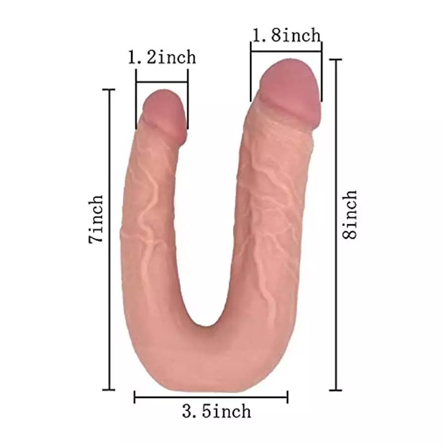 Realistic Double-Ended Dildo, Soft Double Sided Dildos Waterproof with Curved Shaft Adult Toy for Women/Men/Gay