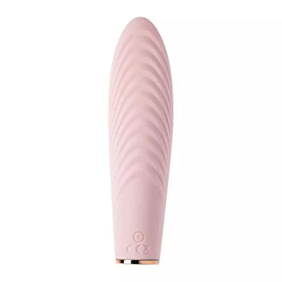 Share Satisfaction Raya - Luxury Textured Clitoral Vibrator with 10 Vibration Modes, Curved and Tapered Tip for Pinpoint Stimula