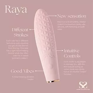 Share Satisfaction Raya - Luxury Textured Clitoral Vibrator with 10 Vibration Modes, Curved and Tapered Tip for Pinpoint Stimula Share Satisfaction Raya - Luxury Textured Clitoral Vibrator with 10 Vibration Modes, Curved and Tapered Tip for Pinpoint Stimula