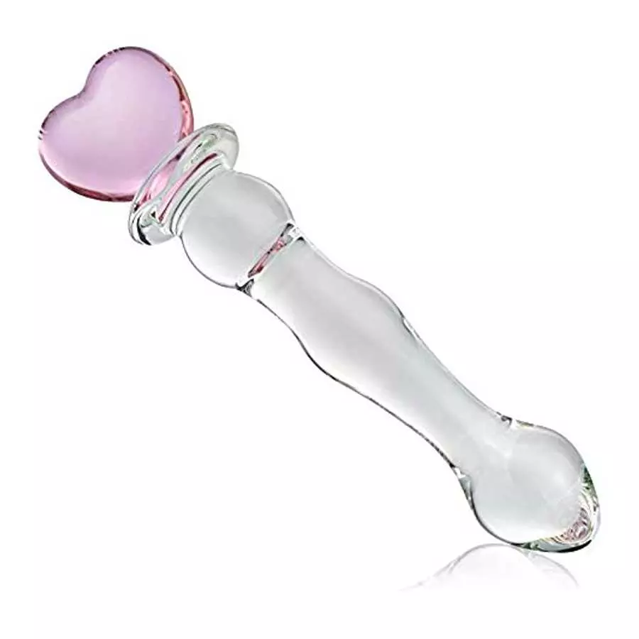 Glass Double-Ended Dildo G-Spot Stimulation Butt Plugs Anal Beads Pleasure Wand with Pink Heart Sex Factory Glass Double-Ended Dildo G-Spot Stimulation Butt Plugs Anal Beads Pleasure Wand with Pink Heart Sex Factory