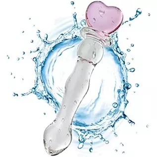 Glass Double-Ended Dildo G-Spot Stimulation Butt Plugs Anal Beads Pleasure Wand with Pink Heart Sex Factory Glass Double-Ended Dildo G-Spot Stimulation Butt Plugs Anal Beads Pleasure Wand with Pink Heart Sex Factory