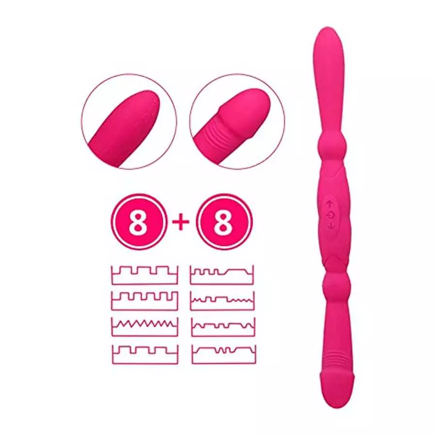 Double Header Dildo Vibrators, Realistic Double Sided Silicone Dildos for G-Spot Clitoris Nipple Prostate Vagina Stimulation wit