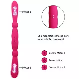 Double Header Dildo Vibrators, Realistic Double Sided Silicone Dildos for G-Spot Clitoris Nipple Prostate Vagina Stimulation wit