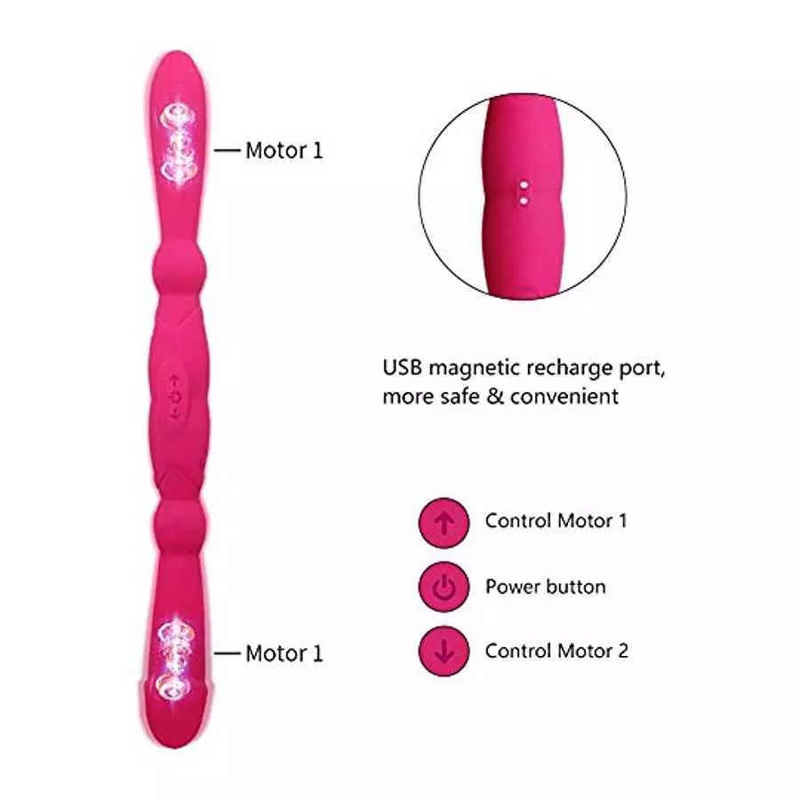 Double Header Dildo Vibrators, Realistic Double Sided Silicone Dildos for G-Spot Clitoris Nipple Prostate Vagina Stimulation wit