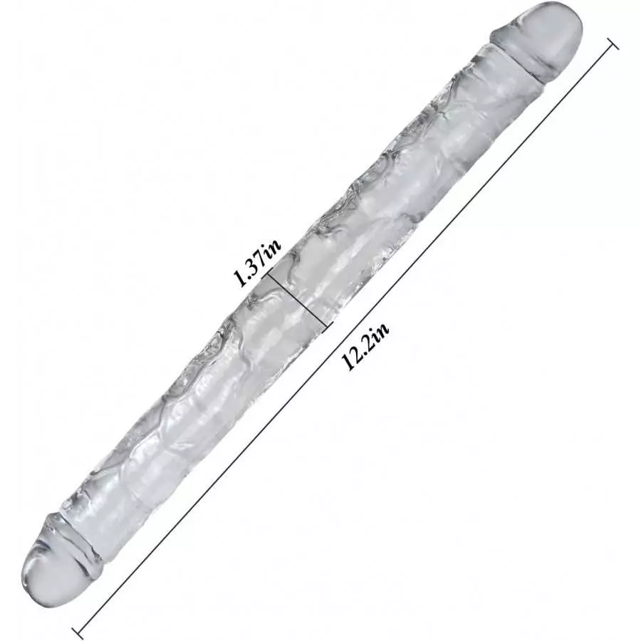 FST Double-Ended Double Head Simulation Dildo Transparent Crystal Anal Sex Toy Vulva-anal Universal Orgasm Masturbation Device S