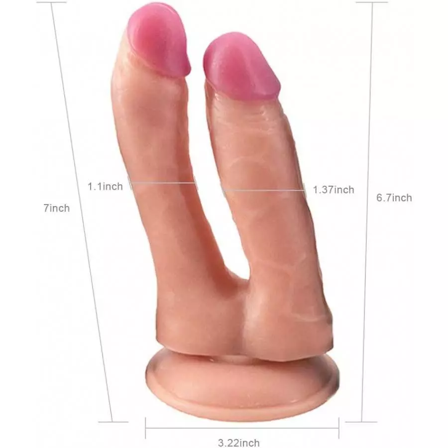 Double-Ended Dildo Realistic Penis G-Spot Stimulation Butt Plug with Suction Base Orgasmic Pleasure Wands Adult Sex Toys for Vag