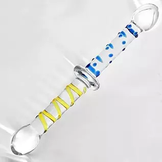 MEBAULT Glass Dildo Thruster Double Ended Dildo with Pleasure Nubs & Spiral Texture G-spot Wand Anal Plug Butt Plug Prostate Mas