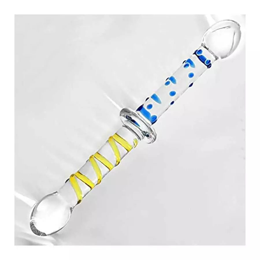 MEBAULT Glass Dildo Thruster Double Ended Dildo with Pleasure Nubs & Spiral Texture G-spot Wand Anal Plug Butt Plug Prostate Mas MEBAULT Glass Dildo Thruster Double Ended Dildo with Pleasure Nubs & Spiral Texture G-spot Wand Anal Plug Butt Plug Prostate Mas