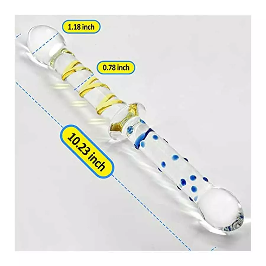 MEBAULT Glass Dildo Thruster Double Ended Dildo with Pleasure Nubs & Spiral Texture G-spot Wand Anal Plug Butt Plug Prostate Mas