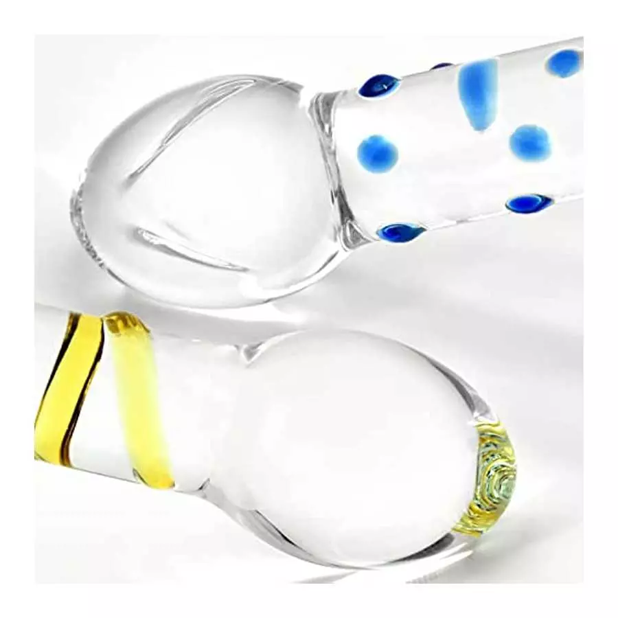 MEBAULT Glass Dildo Thruster Double Ended Dildo with Pleasure Nubs & Spiral Texture G-spot Wand Anal Plug Butt Plug Prostate Mas