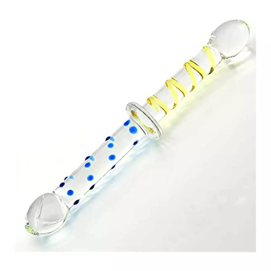 MEBAULT Glass Dildo Thruster Double Ended Dildo with Pleasure Nubs & Spiral Texture G-spot Wand Anal Plug Butt Plug Prostate Mas