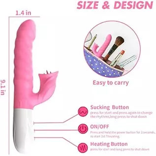 Rabbit Vibrator - 9.8" Triple Action G Spot Vibrator with Independent Clitoral Stimulator, 10 Patterns, Rechargeable Sex Toys fo