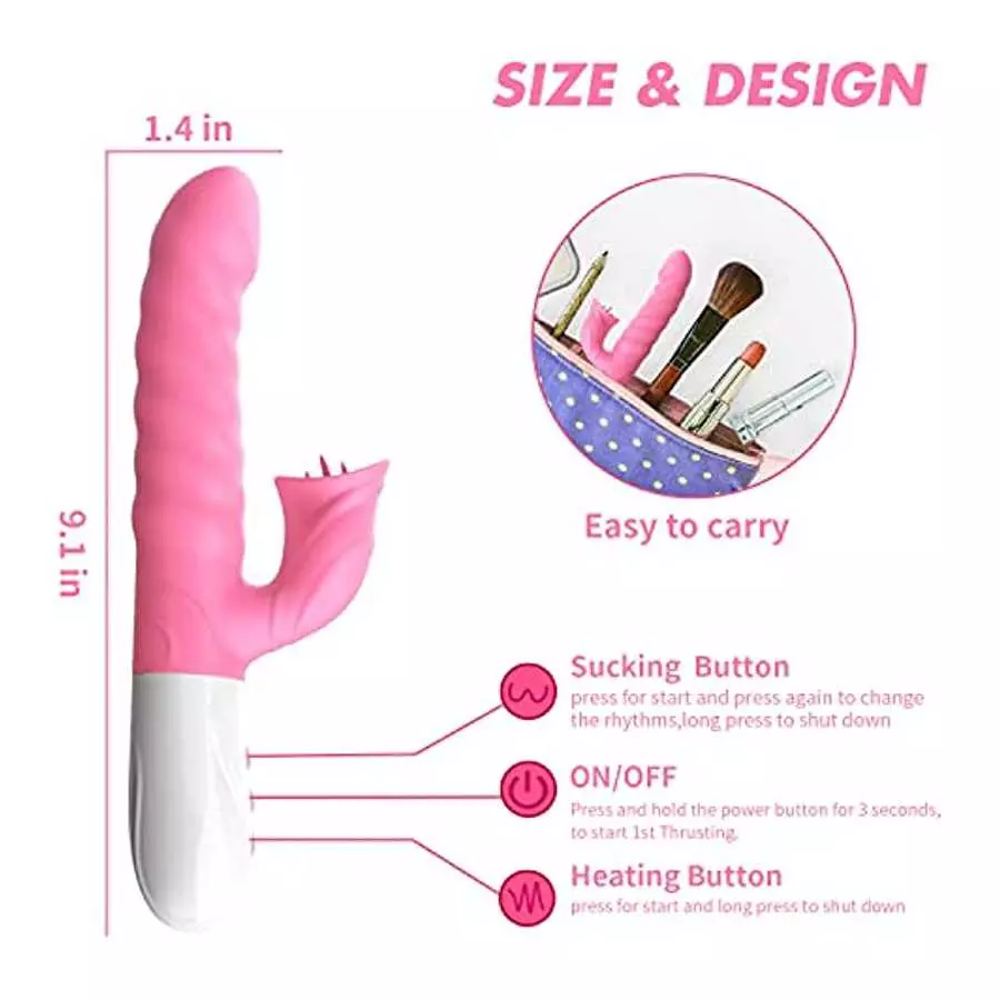 Rabbit Vibrator - 9.8" Triple Action G Spot Vibrator with Independent Clitoral Stimulator, 10 Patterns, Rechargeable Sex Toys fo