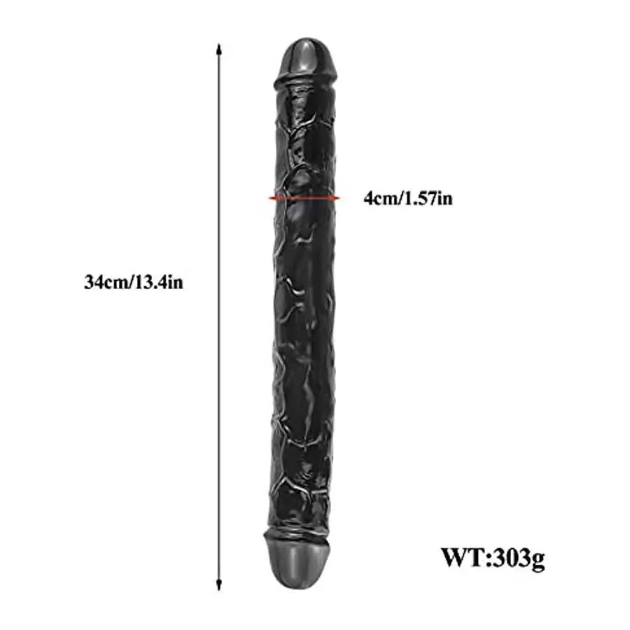 Lestesy 13.4x1.5 in Double-Ended Dildo,Flexible Long Black Dildo Adult Sex Toys for Lesbian Women