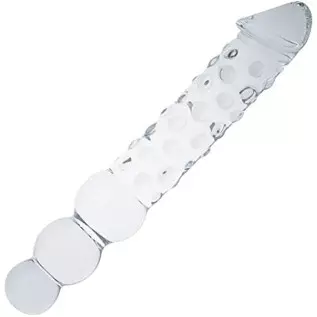 FST Super Big 11.6 Inch Transparent Crystal Penis Double Head Glass Dildo with 3 Big Beads Female Masturbation G-spot Stimulate