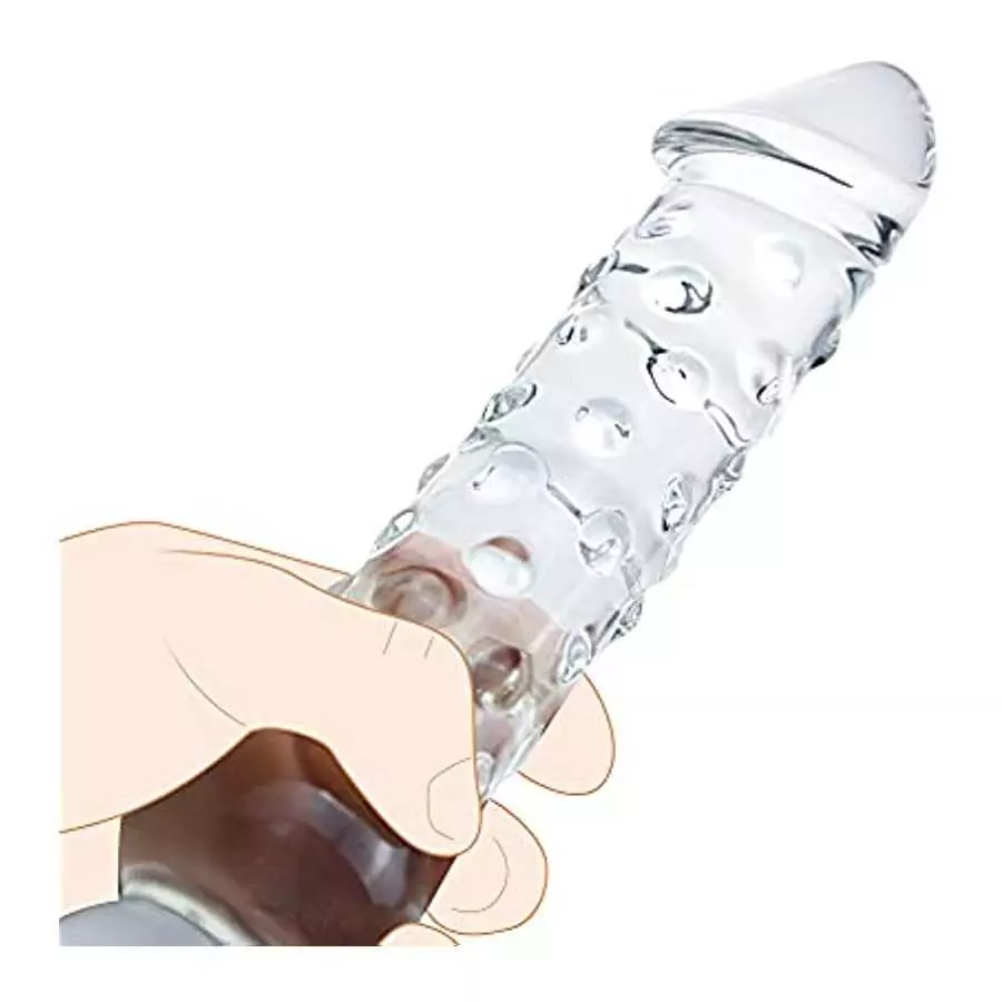 FST Super Big 11.6 Inch Transparent Crystal Penis Double Head Glass Dildo with 3 Big Beads Female Masturbation G-spot Stimulate