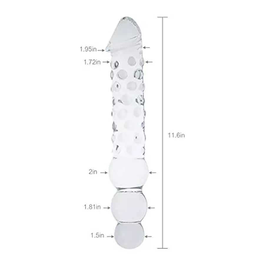 FST Super Big 11.6 Inch Transparent Crystal Penis Double Head Glass Dildo with 3 Big Beads Female Masturbation G-spot Stimulate