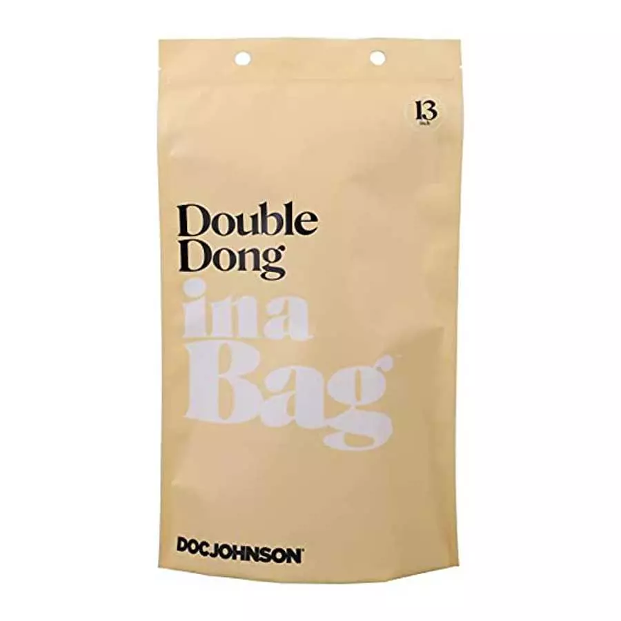 Doc Johnson Double Dong in A Bag - 13 inch - Total Length: 13 in. (33 cm), Width/Diameter: 1.5 in. (3.8 cm), Crystal Clear TPE