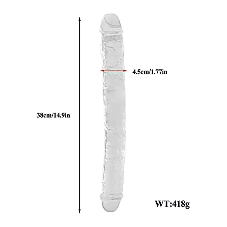 Lestesy 14.9x1.7 in Double Dildo,Soft Clear Dildo for Lesbian Female Masturbation, L