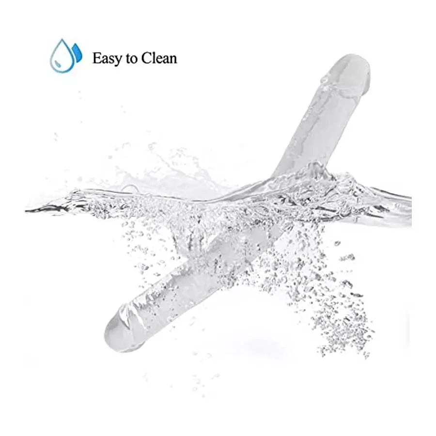 Lestesy 14.9x1.7 in Double Dildo,Soft Clear Dildo for Lesbian Female Masturbation, L