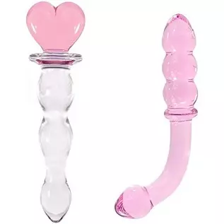 Glass Dildo Pleasure Wand for Women Double Ended Butt Plug Anal Beads