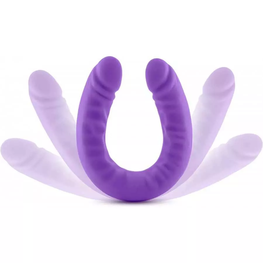 Blush Ruse - 18 Inch Long - Soft Body Safe Puria Silicone Double Dong - Slim 1.5" Curved Dildo - with Ultrasilk for A Satiny Fee
