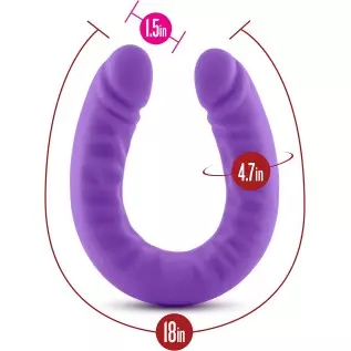 Blush Ruse - 18 Inch Long - Soft Body Safe Puria Silicone Double Dong - Slim 1.5" Curved Dildo - with Ultrasilk for A Satiny Fee
