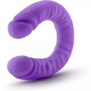 Blush Ruse - 18 Inch Long - Soft Body Safe Puria Silicone Double Dong - Slim 1.5" Curved Dildo - with Ultrasilk for A Satiny Fee