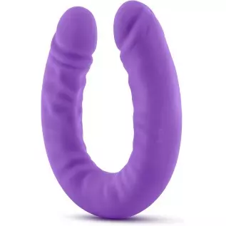 Blush Ruse - 18 Inch Long - Soft Body Safe Puria Silicone Double Dong - Slim 1.5" Curved Dildo - with Ultrasilk for A Satiny Fee