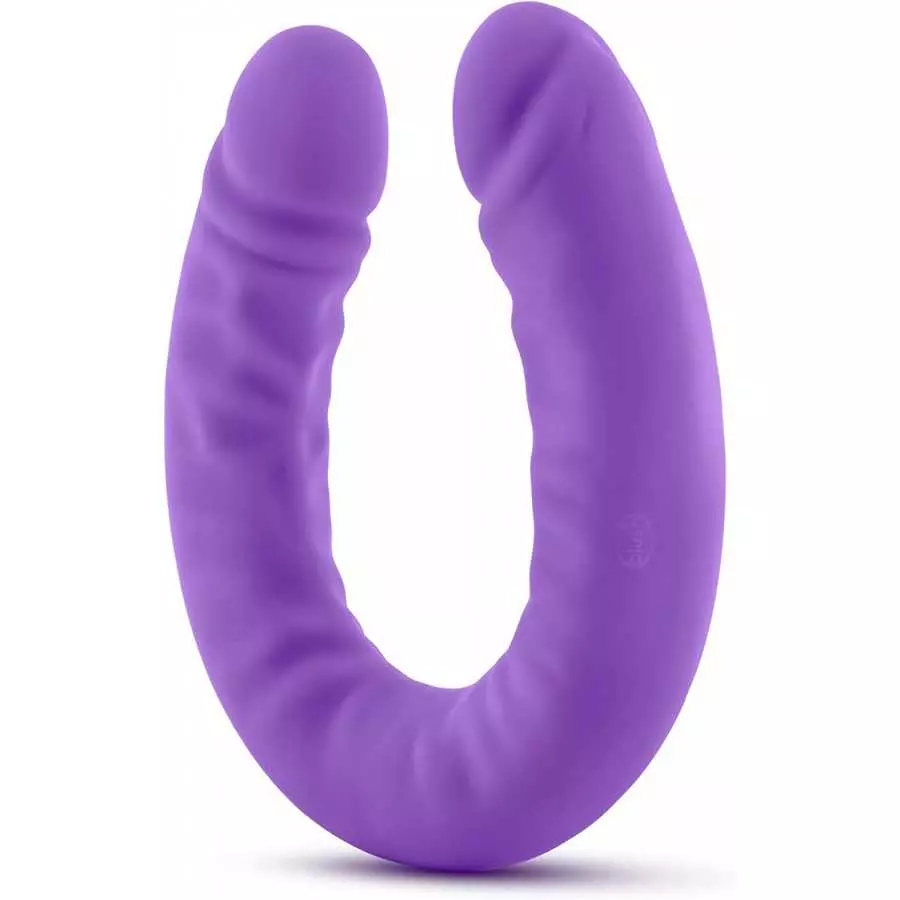 Blush Ruse - 18 Inch Long - Soft Body Safe Puria Silicone Double Dong - Slim 1.5" Curved Dildo - with Ultrasilk for A Satiny Fee