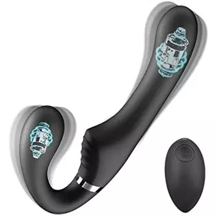 Double-Headed Vibrator with 10 Vibration Modes, Female Clitoris stimulates Adult G-spot Dildo Massager, with Remote Control (Bla