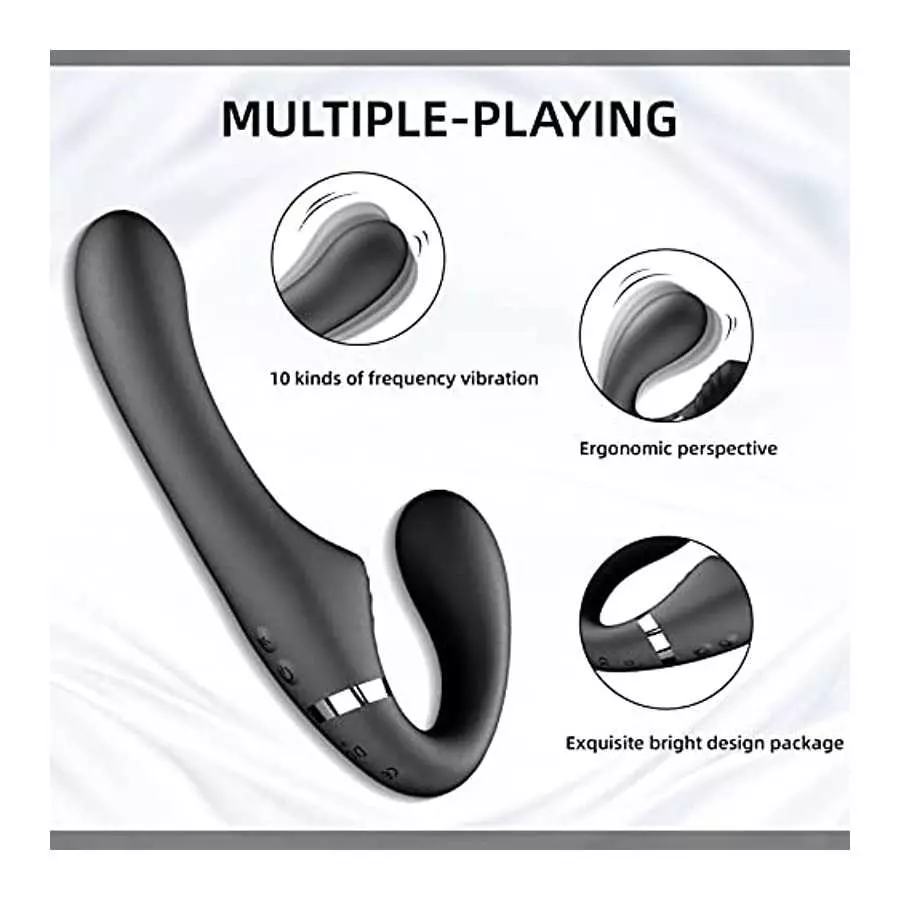 Double-Headed Vibrator with 10 Vibration Modes, Female Clitoris stimulates Adult G-spot Dildo Massager, with Remote Control (Bla