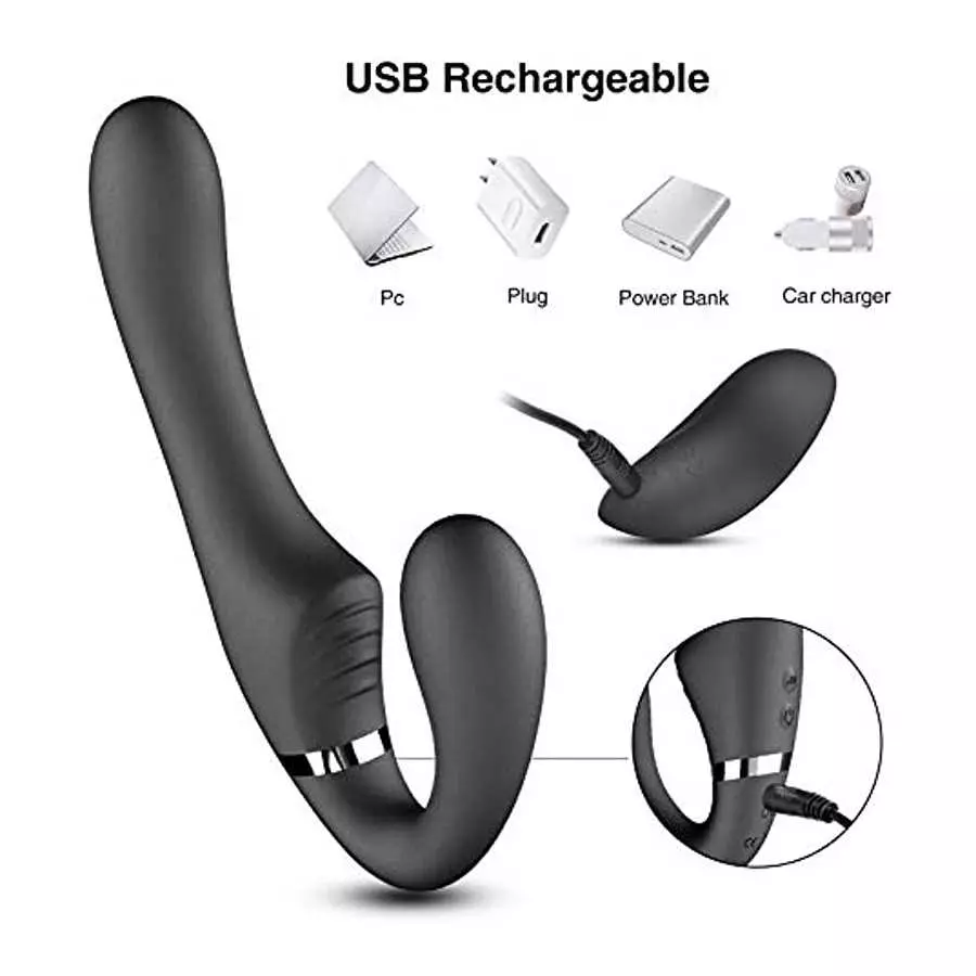 Double-Headed Vibrator with 10 Vibration Modes, Female Clitoris stimulates Adult G-spot Dildo Massager, with Remote Control (Bla