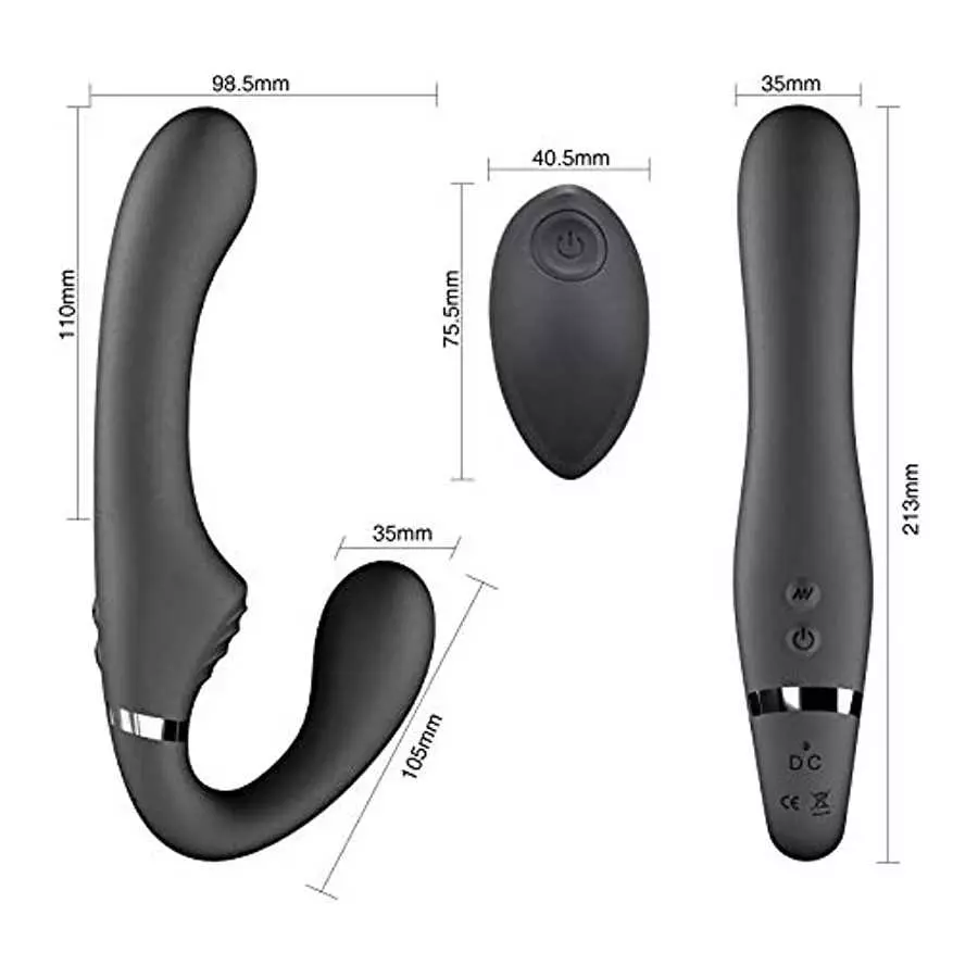 Double-Headed Vibrator with 10 Vibration Modes, Female Clitoris stimulates Adult G-spot Dildo Massager, with Remote Control (Bla