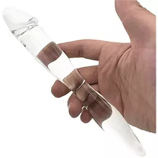 Yaminkc Glass Dildo Smooth Realistic Penis Anal Plug Glass Penis Double-Ended Use Massager Crystal