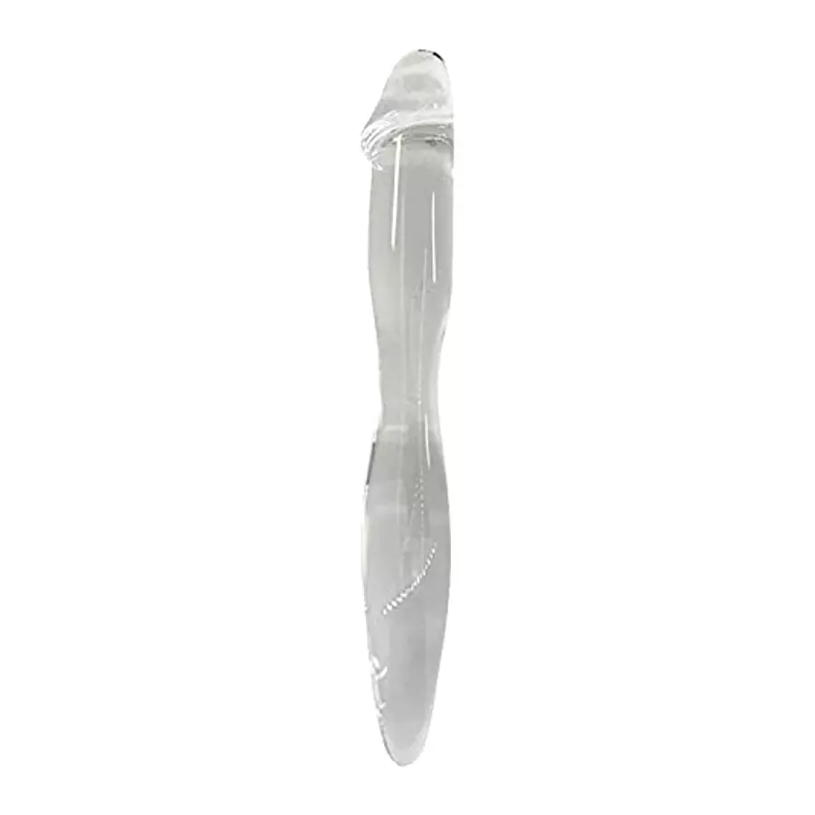 Yaminkc Glass Dildo Smooth Realistic Penis Anal Plug Glass Penis Double-Ended Use Massager Crystal
