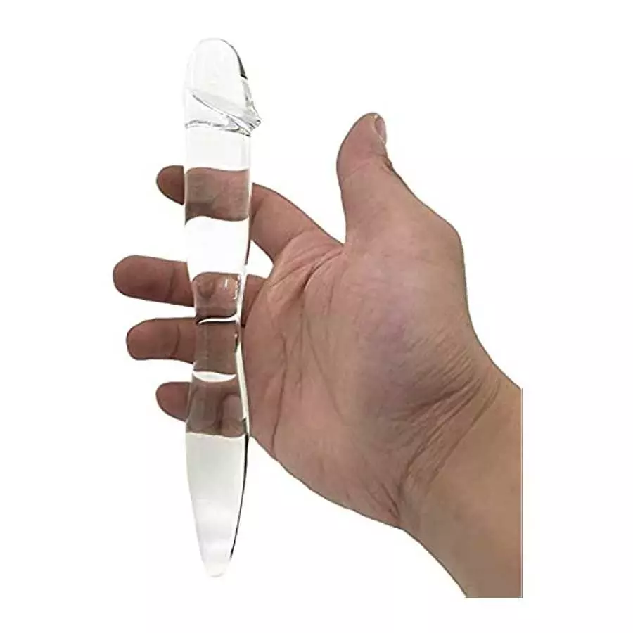 Yaminkc Glass Dildo Smooth Realistic Penis Anal Plug Glass Penis Double-Ended Use Massager Crystal