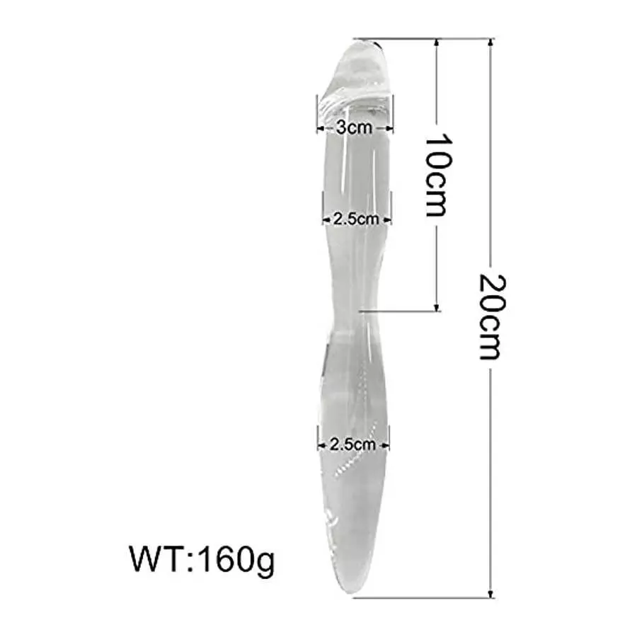 Yaminkc Glass Dildo Smooth Realistic Penis Anal Plug Glass Penis Double-Ended Use Massager Crystal