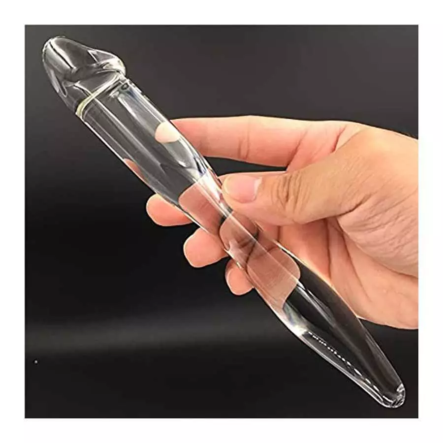 Yaminkc Glass Dildo Smooth Realistic Penis Anal Plug Glass Penis Double-Ended Use Massager Crystal