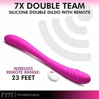 in 7X Double Team Silicone Double Dildo w/ Remote