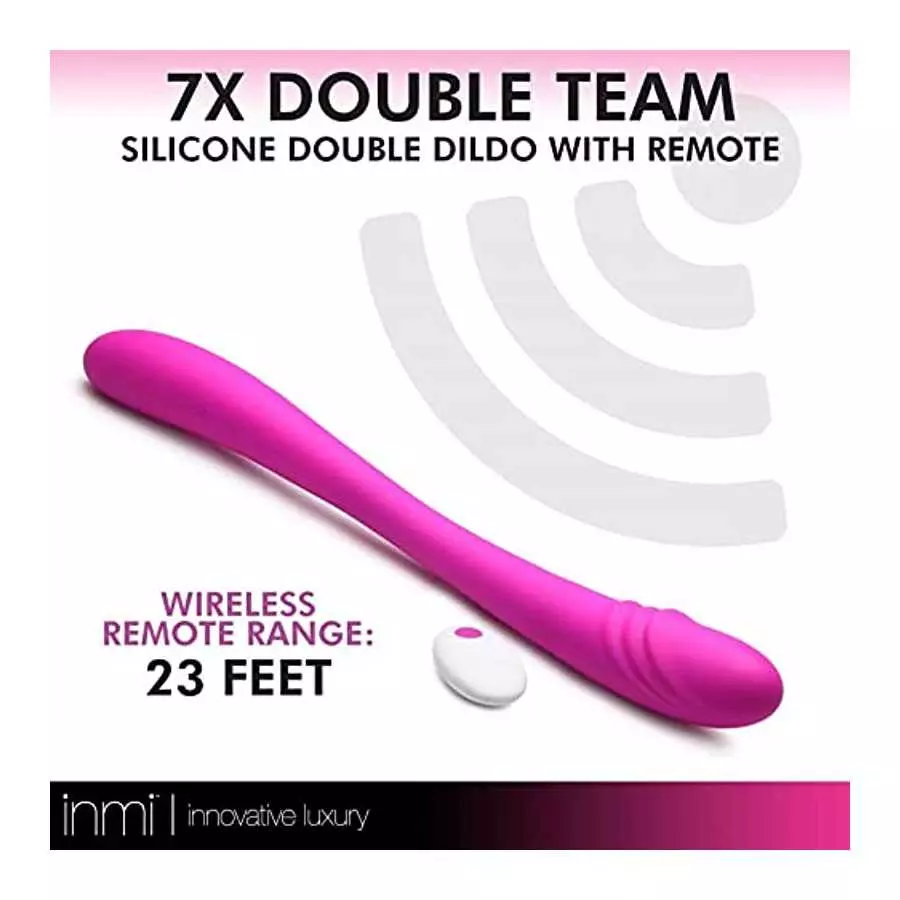 in 7X Double Team Silicone Double Dildo w/ Remote