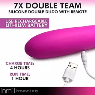 in 7X Double Team Silicone Double Dildo w/ Remote