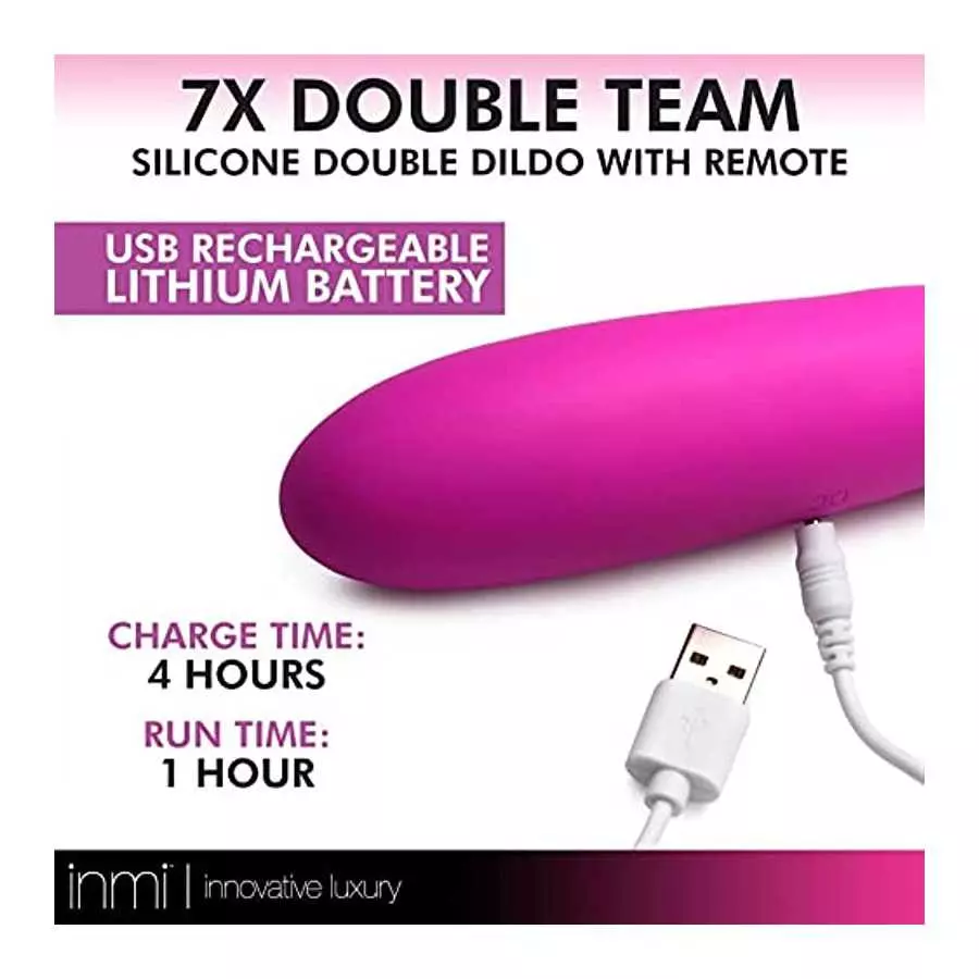 in 7X Double Team Silicone Double Dildo w/ Remote