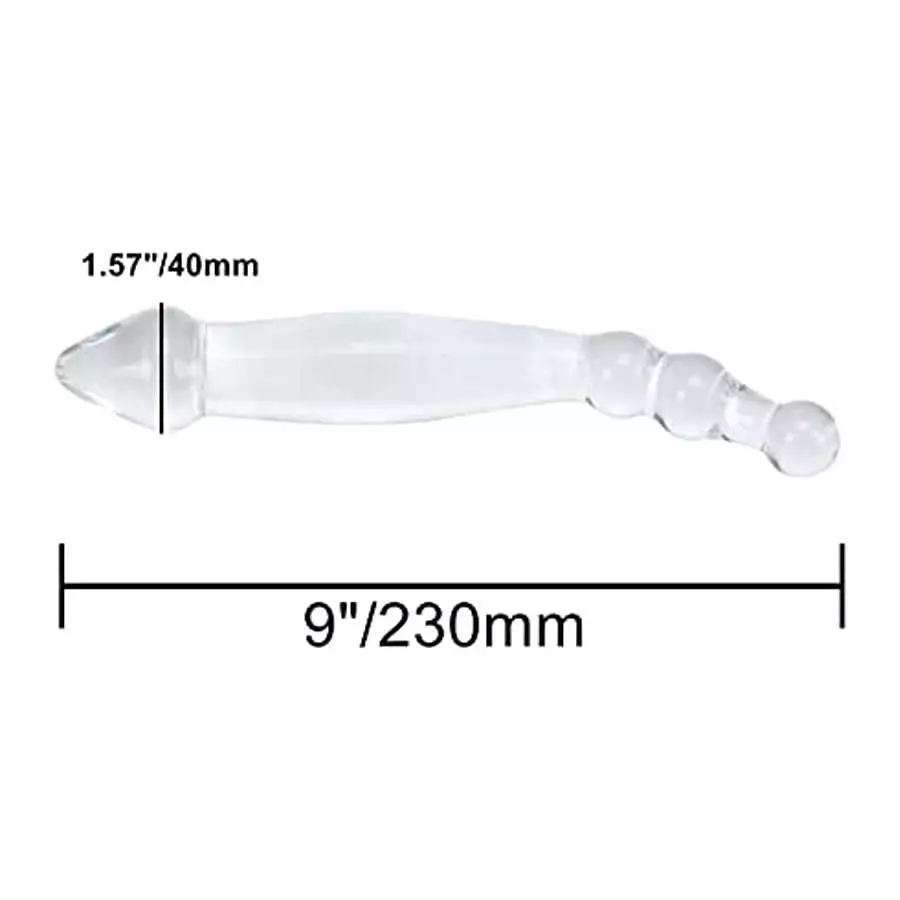 Remeonight 9" Large Glass Dildo Big Crystal Penis Masturbator G-spot Stimulator with Anal Bead Butt Plug