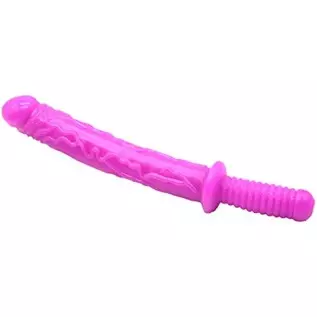 Realistic Dual-Ended Dildo with Handle, 18.5Inch Soft Sex Toys Double-Headed G-Spot Dildos Adult Sex Toy (Purple)