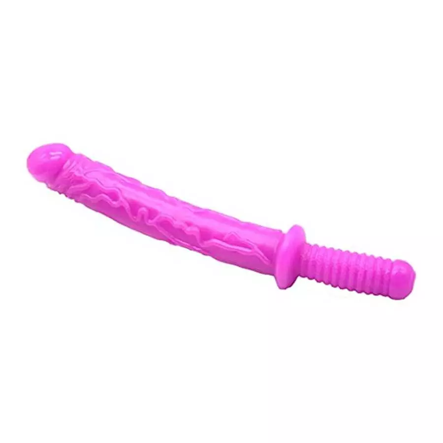 Realistic Dual-Ended Dildo with Handle, 18.5Inch Soft Sex Toys Double-Headed G-Spot Dildos Adult Sex Toy (Purple)