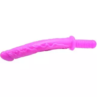 Realistic Dual-Ended Dildo with Handle, 18.5Inch Soft Sex Toys Double-Headed G-Spot Dildos Adult Sex Toy (Purple)