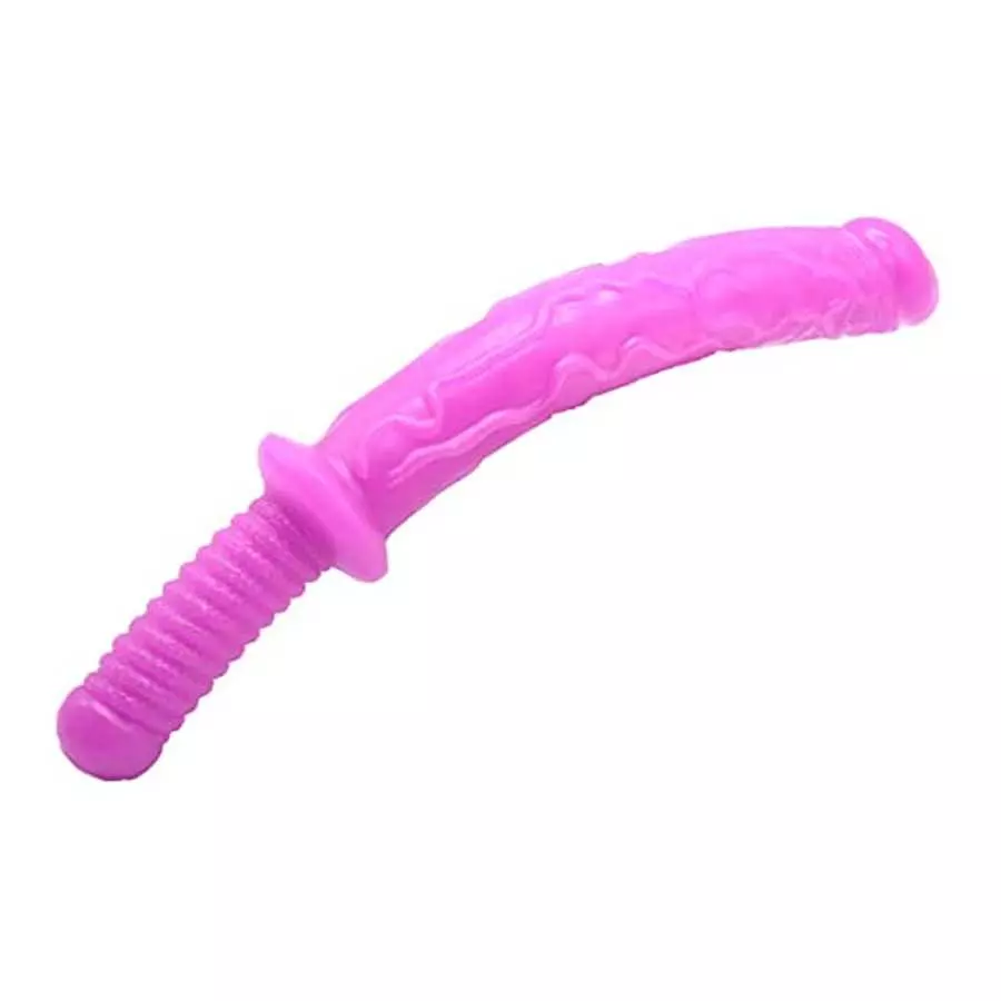 Realistic Dual-Ended Dildo with Handle, 18.5Inch Soft Sex Toys Double-Headed G-Spot Dildos Adult Sex Toy (Purple)
